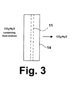 High-temperature membrane for CO2 and/or H2S separation